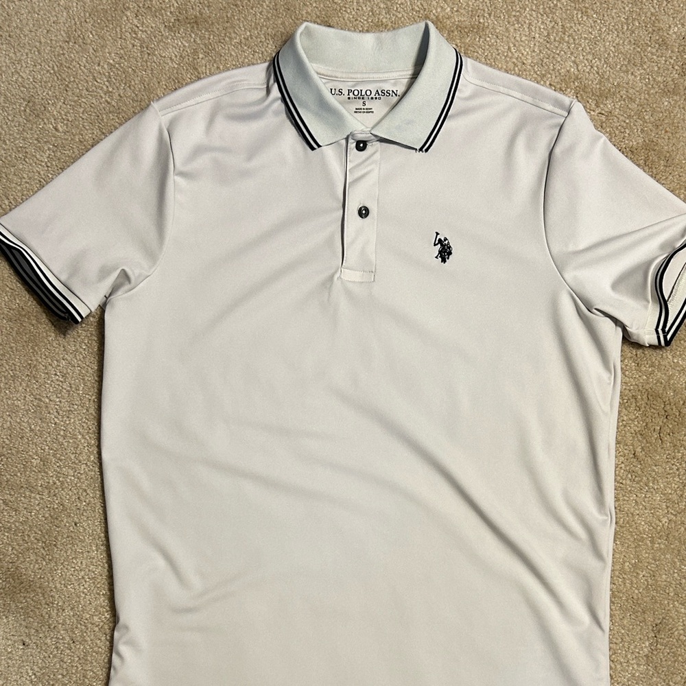 U.S. Polo Assn. White Polo with Navy Trim